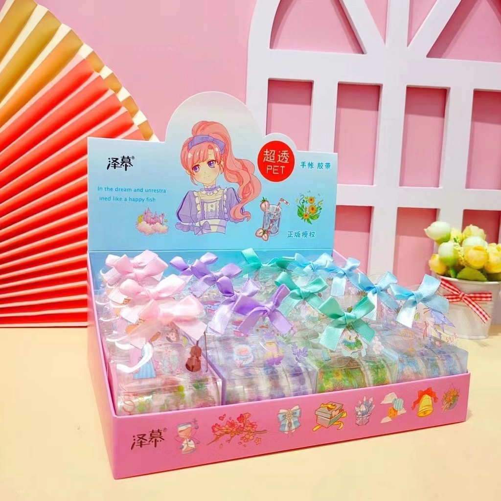 Set Băng Keo Cute Mini PVC Trong Suốt Trang Trí, Hộp Gift Box Dễ
