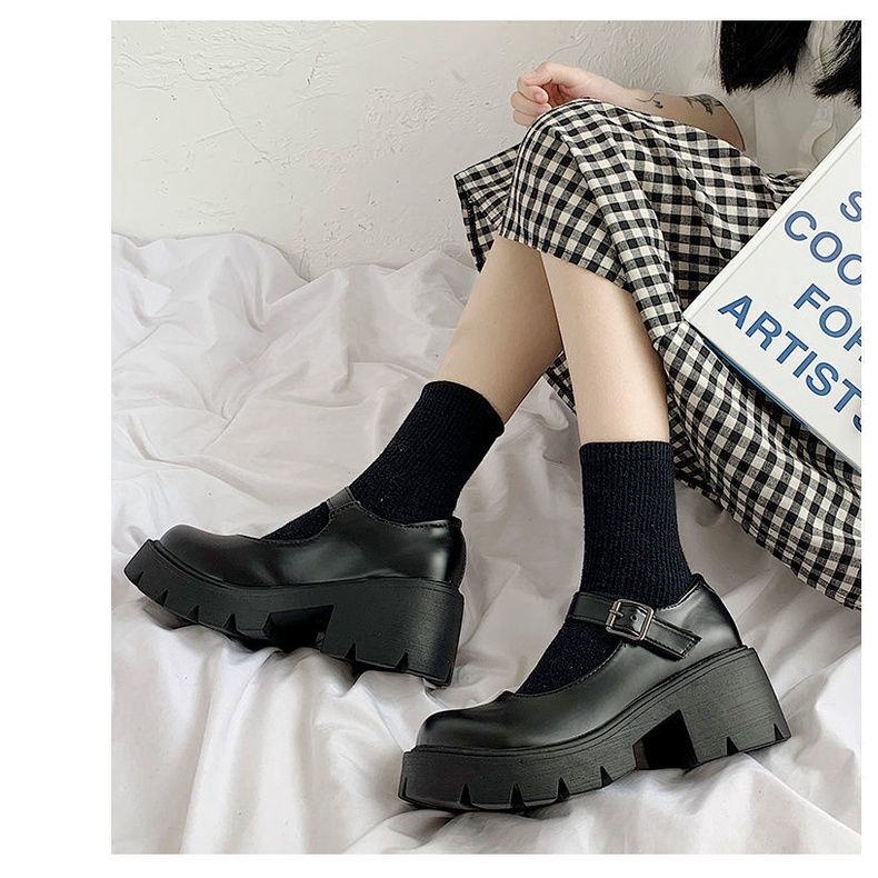 Giày Búp Bê Mũi Tròn Bằng Da Mềm Dày Dặn Phong Cách Mary Jane Nhật Bản Thời Trang Mùa Hè Dành Cho Nữ