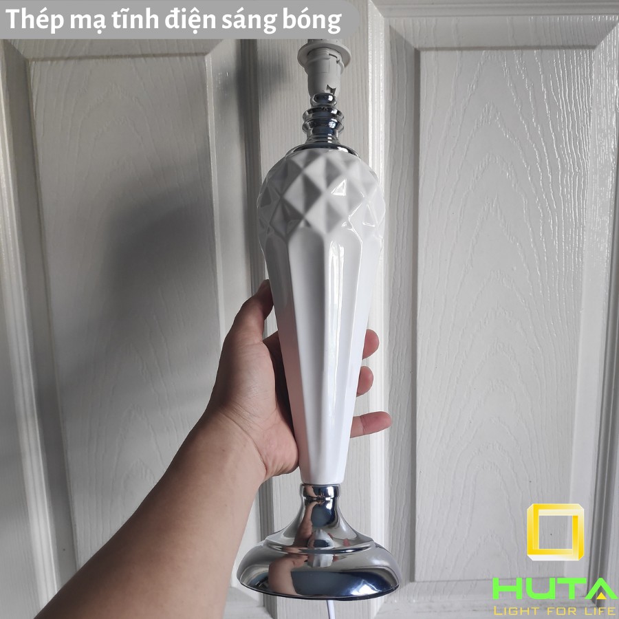 Đèn Ngủ Để Bàn Cao Cấp Dimmer Thân Gốm Sứ, Ánh Sáng Led Vàng, Decor Phòng Ngủ, Phòng Khách, Khách Sạn, Mã S09- HUTA Shop
