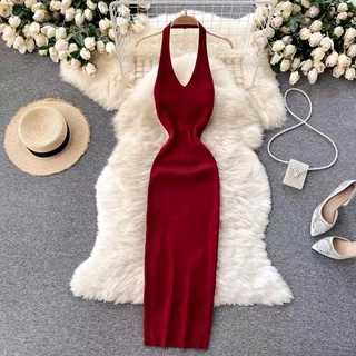 Đầm cổ yếm body, đầm ôm sát nách cổ yếm