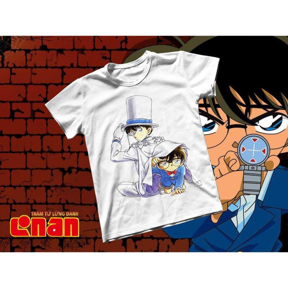 Áo thun Cotton Unisex - Anime - Conan - Kaito kid và conan