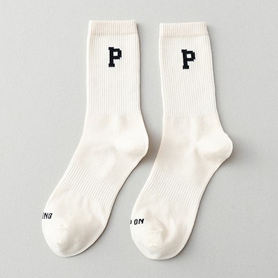 Vớ Thể Thao Cotton Cổ Cao Màu Xám In Chữ Thời Trang Cho Nam Và Nữ