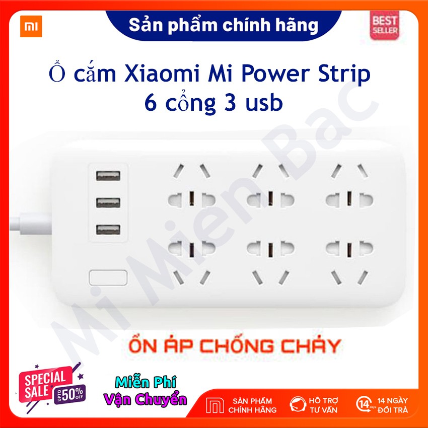 Ổ cắm Xiaomi 6 cổng 3 usb Mi Power Strip - CXB61QM-1QM – BH 6 Tháng – Mi Miền Bắc