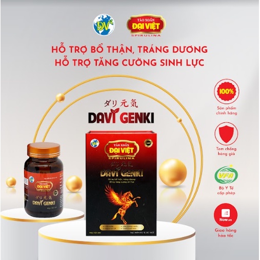 Tảo xoắn Đại Việt TPBVSK Davi Genki Viên uống hỗ trợ bổ thận, hỗ trợ tráng dương, hỗ trợ cải thiện sinh lý nam giới DV31