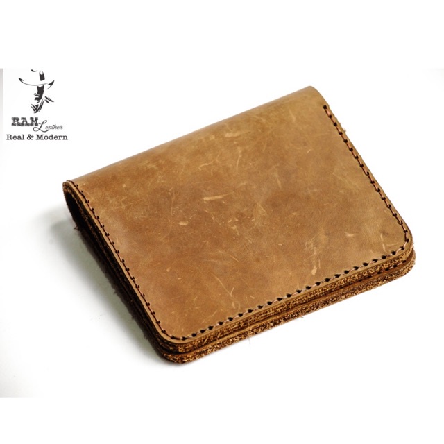 Ví nam nữ RAM Leather handmade da bò thật màu nâu đất cao cấp