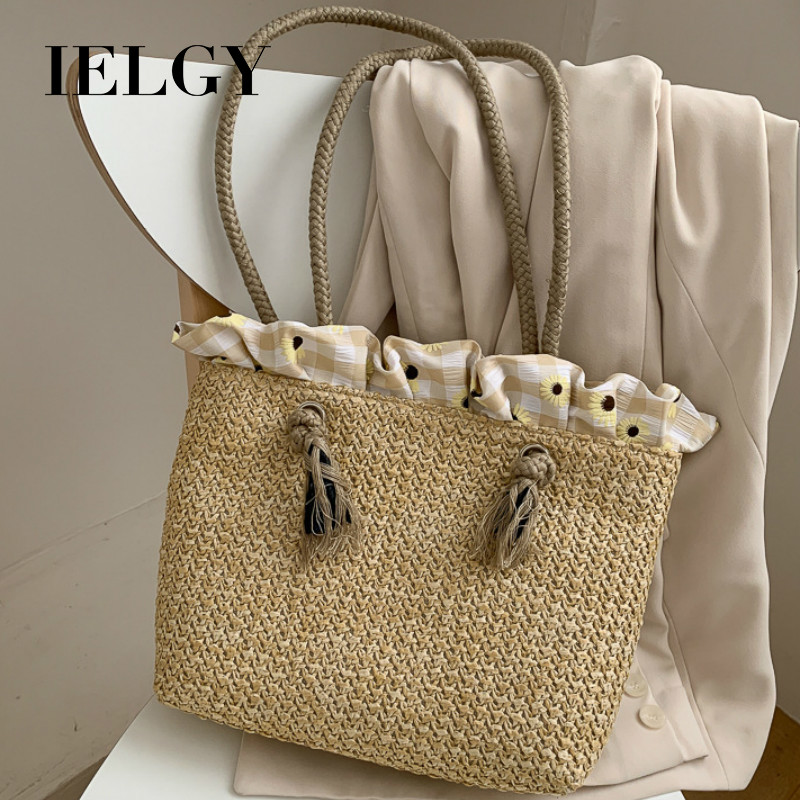 Túi cói nữ IELGY cỡ lớn kiểu dáng đơn giản thời trang
