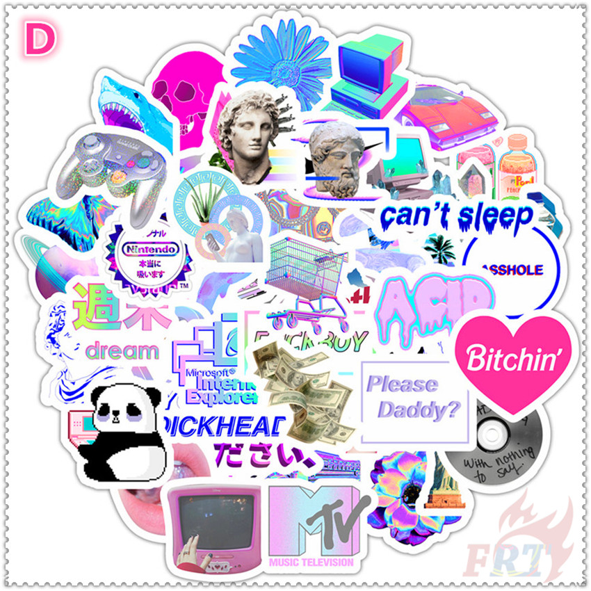 Bộ miếng dán chủ đề Vaporwave cá tính trang trí tiện dụng