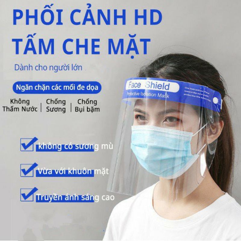✅ [LỐC 10 CÁI] Tấm Chắn Giọt Bắn- FACE SHIELD (Thun Xốp), Bảo Hộ Phòng Dịch -VT0820
