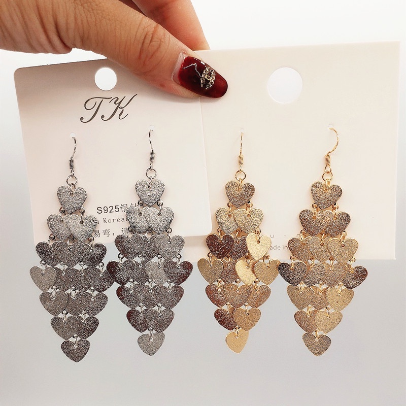 Hoa Tai Dáng Dài Hình Đồng Xu Phối Tua Rua Thời Trang Cho Nữ