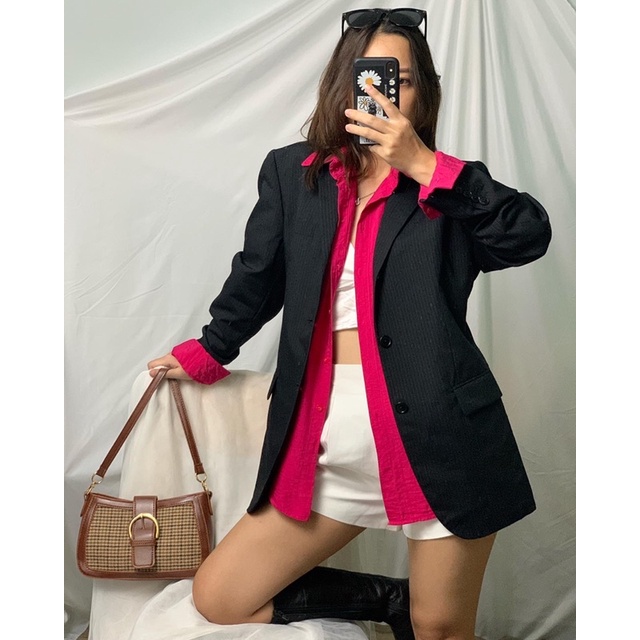 Áo blazer 2hand phom menswear màu xanh đậm