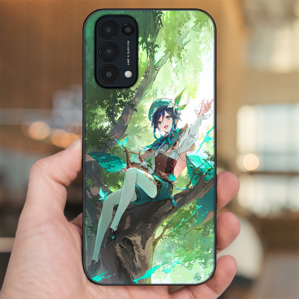Ốp lưng Oppo Reno 5 viền đen in hình Venti Genshin Impact