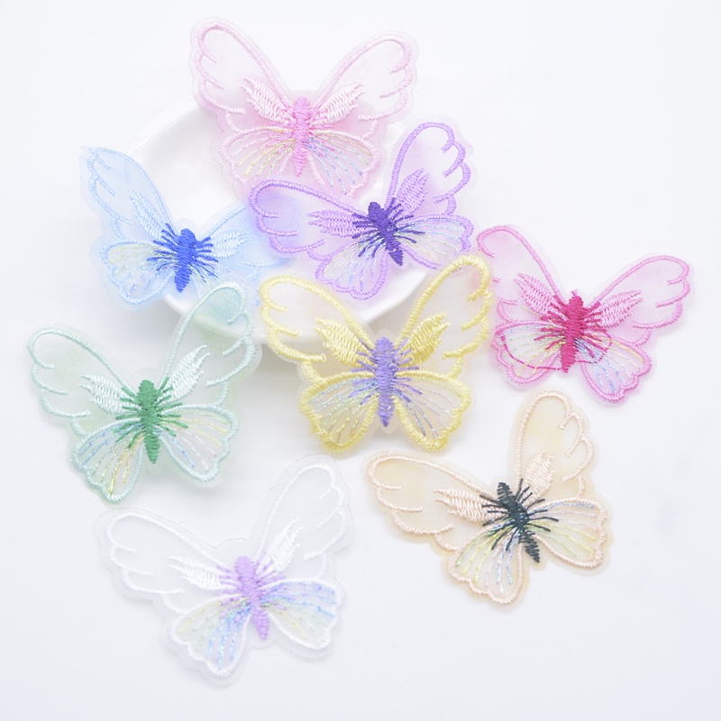 10 Miếng Vải Lưới Hình Bướm 55 * 45mm Tự Trang Trí Sổ Tay