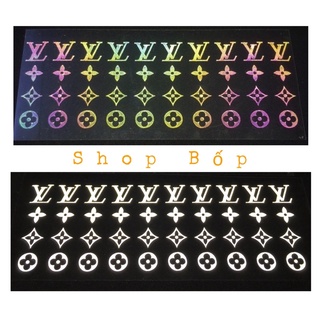 Sticker hình ủi decal phản quang 7 màu lv, phản quang bạc lv