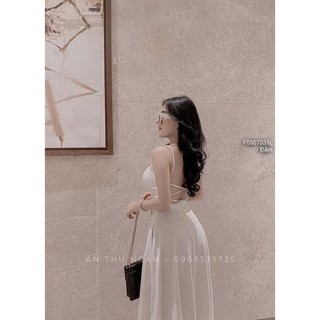 Đầm maxi dáng xòe cúp ngực 2 dây đan lưng!