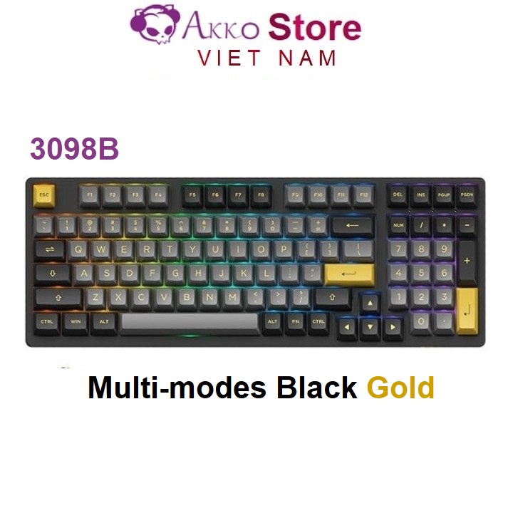 Bàn phím cơ AKKO 3098B Multi-modes Black Gold