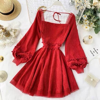 Combo váy xoè nhung tay bồng và váy hai dây caro đen