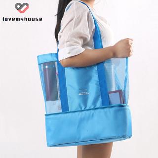 Túi Xách Lưới Trong Suốt Đựng Đồ Ăn Đi Biển Tiện Lợi