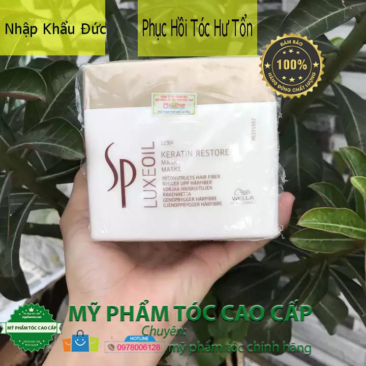 ✅ Hàng_Chính_Hãng_100%✅Mặt nạ ủ tóc cao cấp Sp Luxe Oil Keratin Restore Mask phục hồi tóc hư tổn Wella 400ML