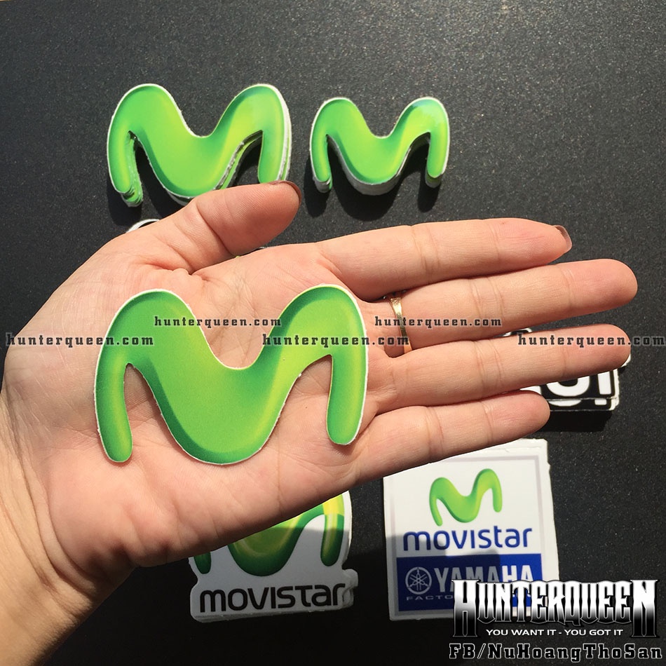 Nhiều mẫu logo Movistar dán trang trí xe máy. Decal sticker cao cấp, chống nước, không bay màu