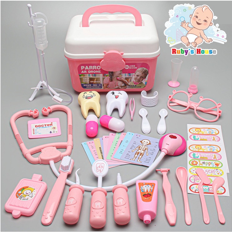 Đồ chơi bác sĩ cho bé 37 chi tiết có ống nghe nhịp tim - Bộ đồ chơi đóng vai bác sĩ tăng tương tác cho bé