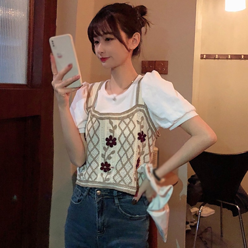 Áo Croptop Dệt Kim Sát Nách Thiết Kế Đơn Giản Hợp Thời Trang