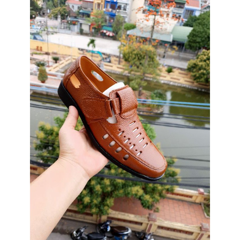{Bảo hành 2 năm}Giày mọi nam hè chất da bò thật 100% lỗ thoáng khi thoát mồ hôi