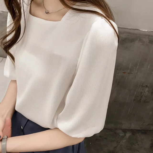 Áo cổ vuông tay bồng xinh đẹp | BigBuy360 - bigbuy360.vn