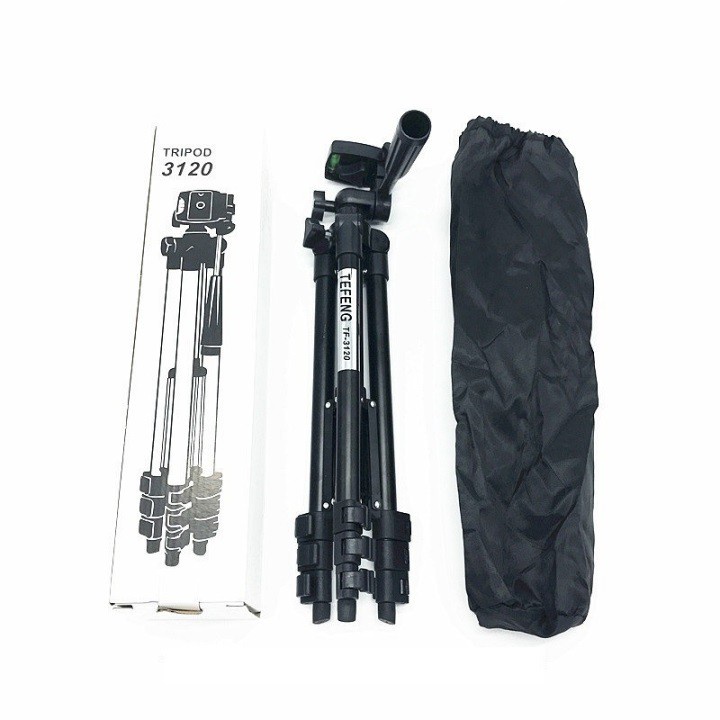 Giá 3 chân quay phim, livestrem Tripod điện thoại, máy ảnh 3120 sơn đen