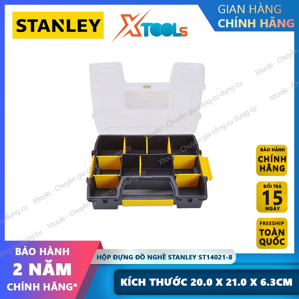 Hộp nhựa đựng mũi khoan, ốc vít Stanley ST14021-8 | thùng đựng đồ nghề có kích thước 290x210x63mm [CHÍNH HÃNG][XTOOLS]