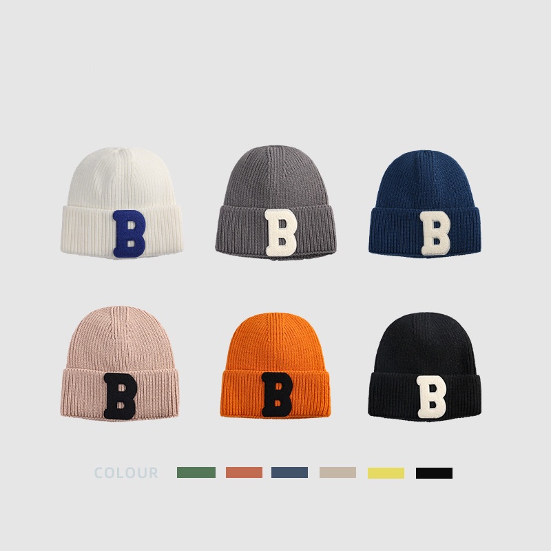 Mũ beanie Thêu Chữ B Phong Cách Hàn Quốc Xinh Xắn Cho Nữ