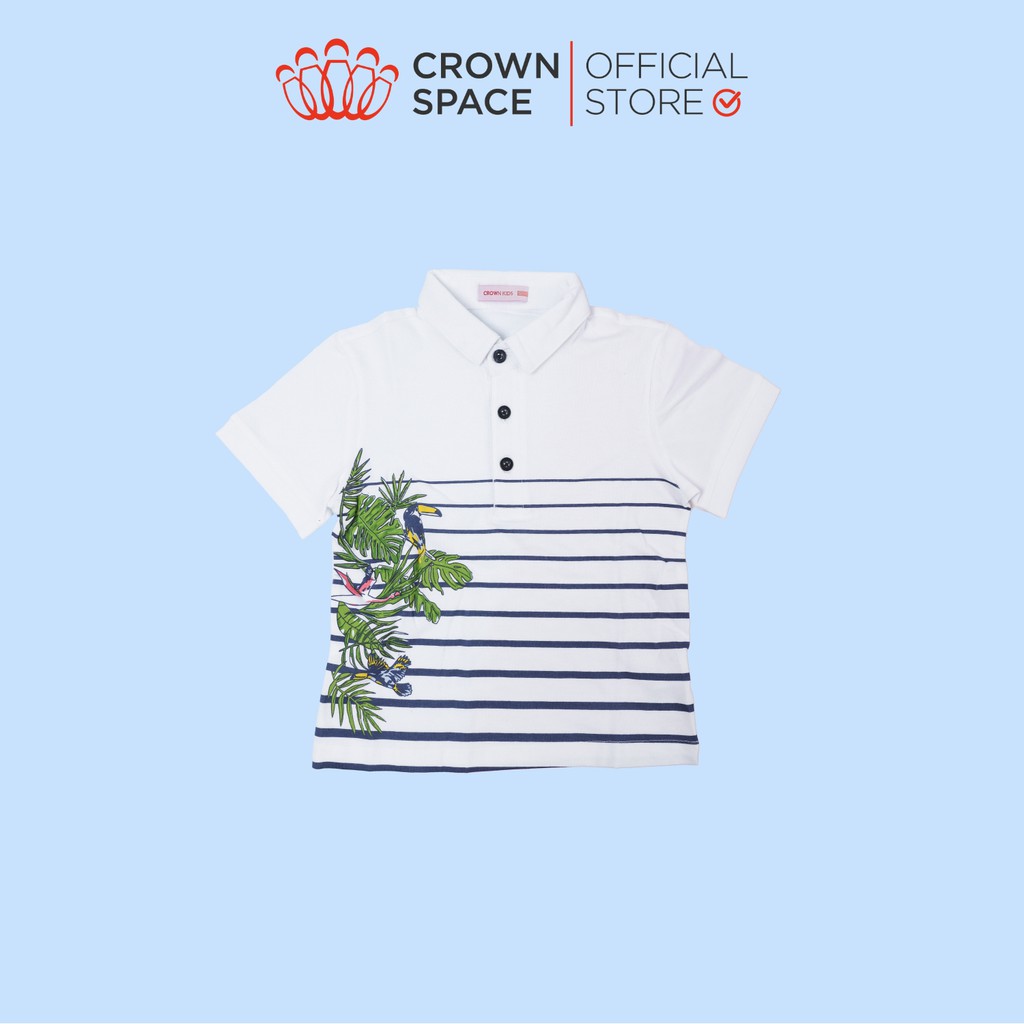 Áo Polo Bé Trai Chính Hãng Crown Kids Fashion CKBS2111101.W TShirt Vải Cotton Thoáng Mát Từ Size 1-8