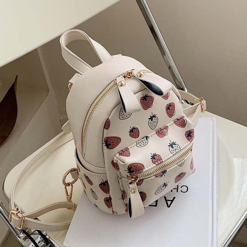 Balo mini nữ, balo hoạ tiết dâu tây cute phong cách hàn quốc siêu xinh