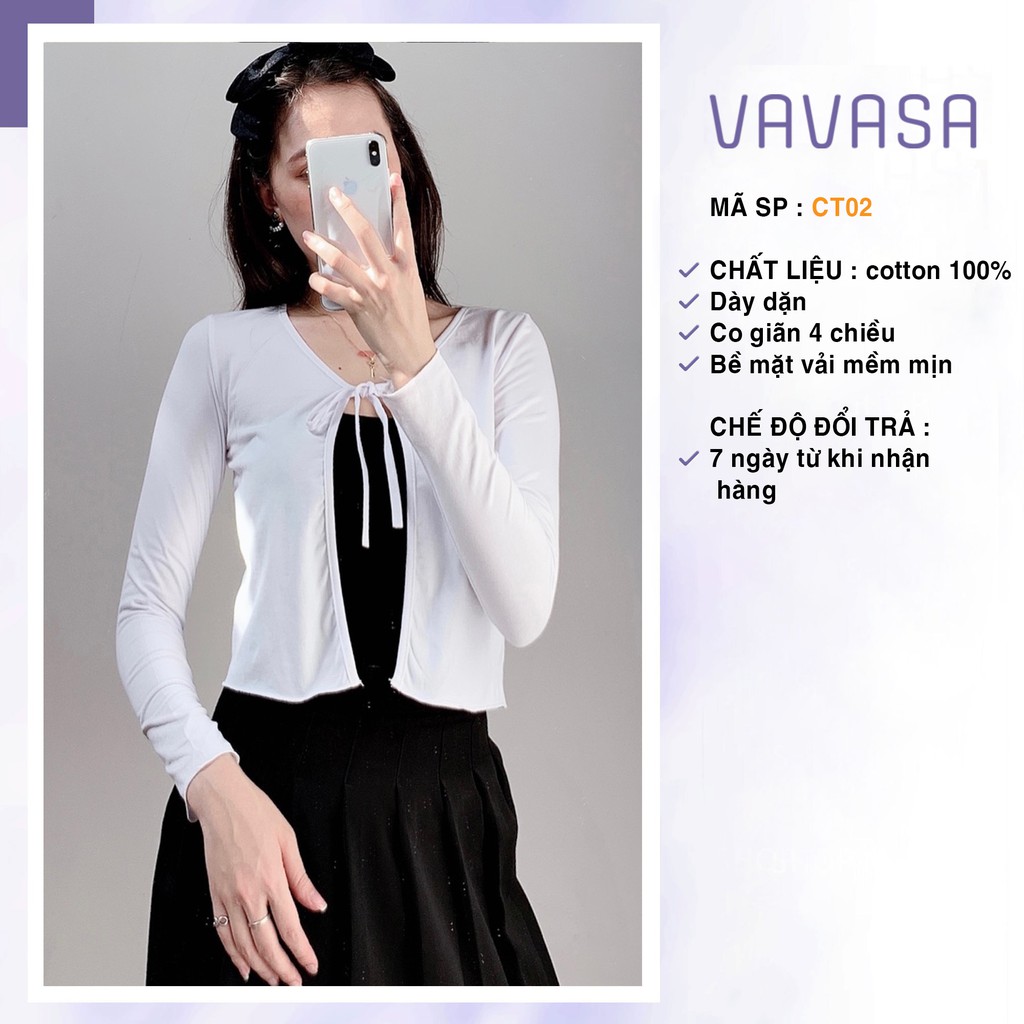 Áo croptop nữ tay dài kiểu ôm buộc 2 dây bigsize VAVASA thun body CT02 | WebRaoVat - webraovat.net.vn