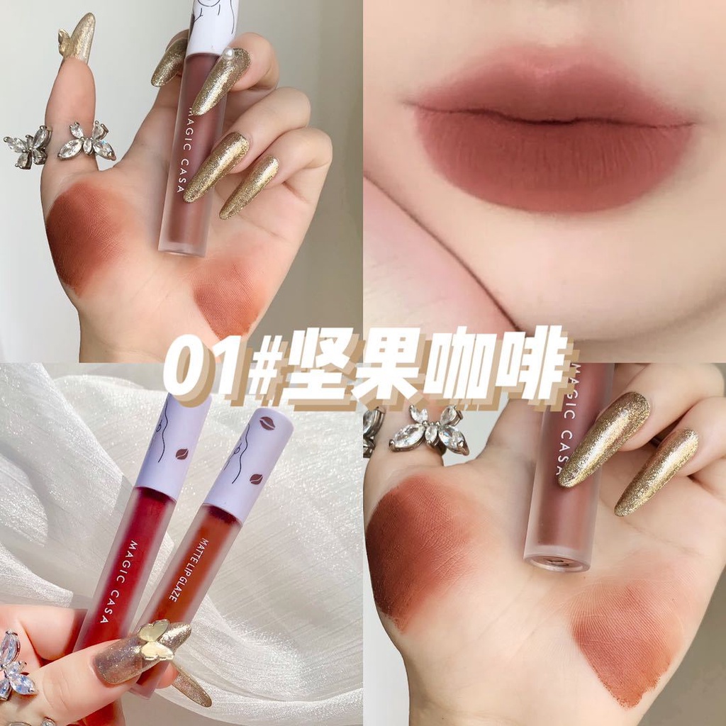 [Hàng mới về] Son môi tông lì MAGIC CASA trang trí hiện ứng nhung thời trang