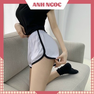 Quần đùi nữ Cạp chun viền ba màu, quần short nữ lưng cao cạp chun, short tập gym
