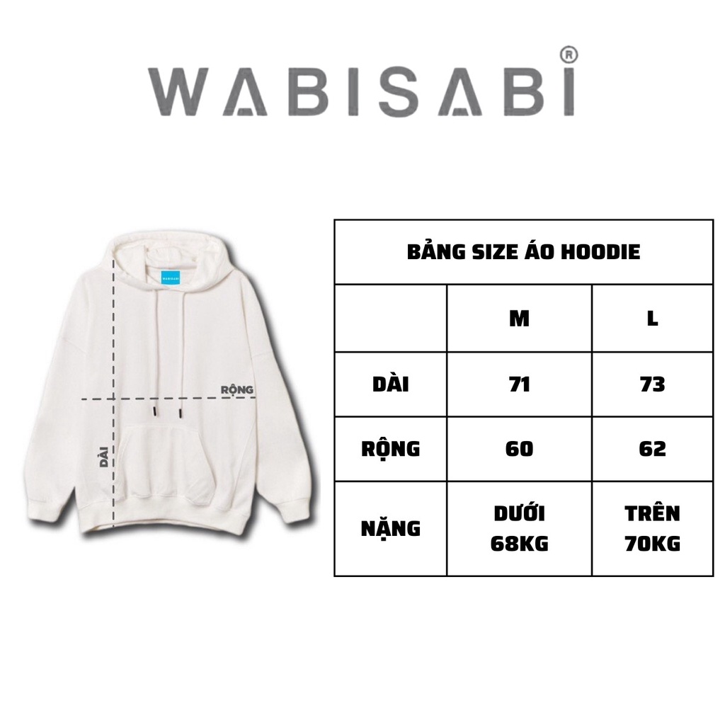 Áo Hoodie Zip chữ thêu Wabisabi nỉ cotton 100% chân cua chính phẩm - WSHD1
