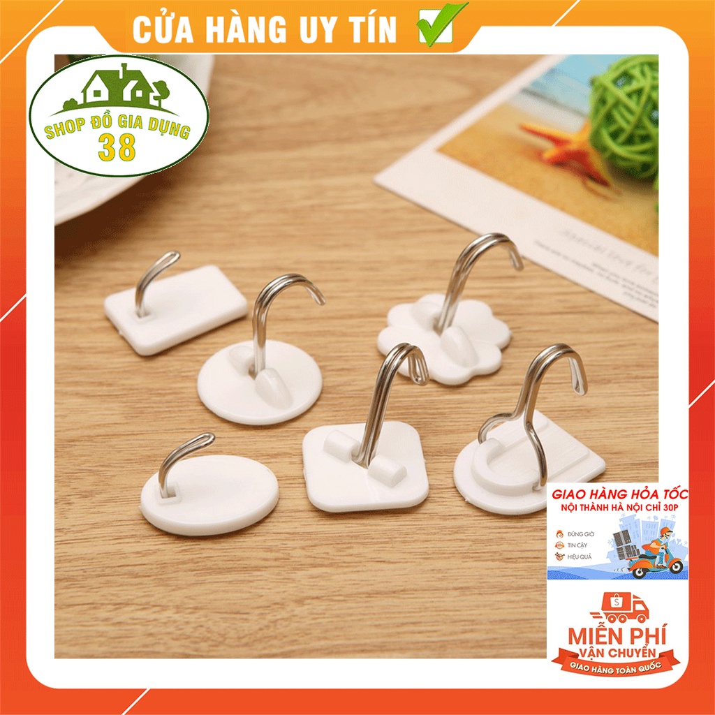 [C31] Túi 6 Móc Treo Đồ Dán Tường Bằng Nhựa Màu Trắng Cỡ Nhỏ Tiện Dụng Cho Nhà Bếp / Phòng Tắm