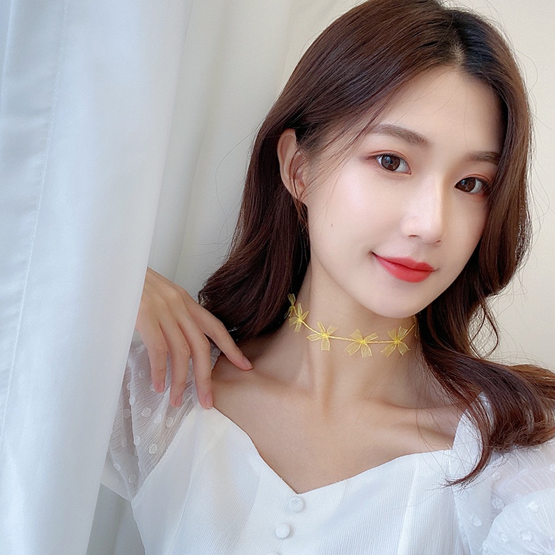Vòng Cổ choker Ngắn Màu Vàng Thời Trang Phong Cách Nhật Bản Cho Nữ