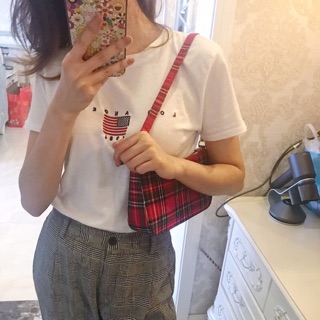 Túi đeo vai caro đỏ