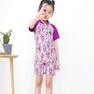 Đồ bơi liền thân bé gái Thun lạnh họa tiết hình kem