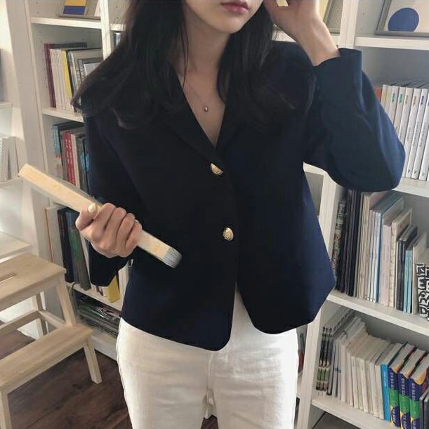 (HÀNG SẴN) Áo khoác blazer nữ mỏng cài 2 khuy form gọn dáng Hàn Quốc công sở thanh lịch (NEW)