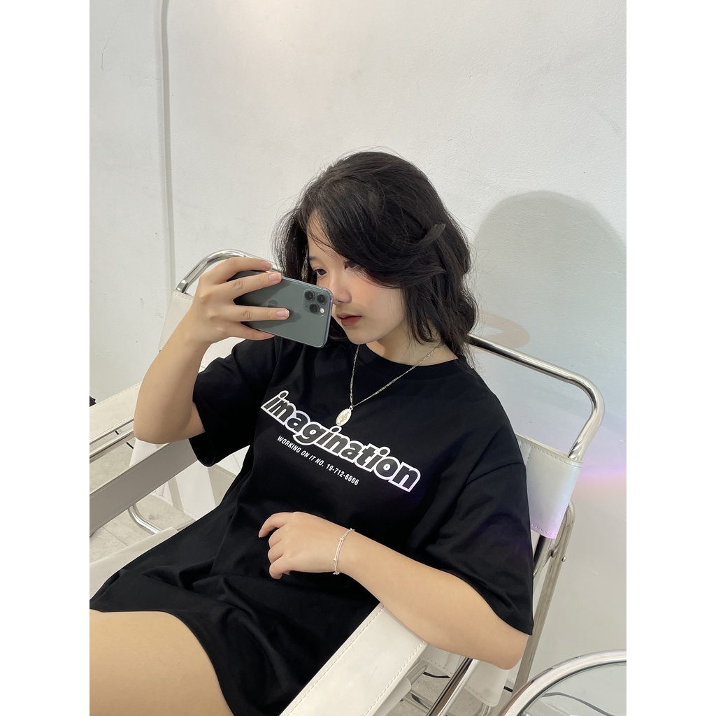 Áo Phông Unisex Form Rộng, Áo Oversize Tay Lỡ Nam Nữ In Chữ IMAGINATION Chất Liệu 100% Cotton 2 Chiều - Cest Vintage