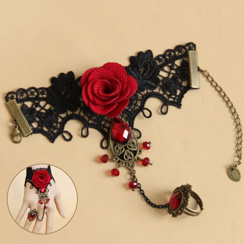 Vòng tay phối ren hoa phong cách gothic cho nữ
