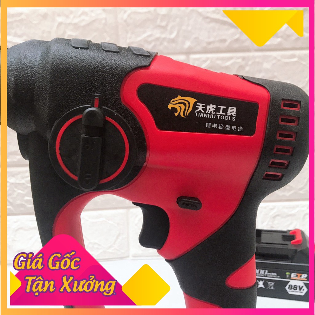 [ GIÁ HỦY DIỆT ]  Máy Khoan Bê Tông Dùng Pin 88V Tianhu Tools KHÔNG CHỔI THAN Tặng mũi khoan