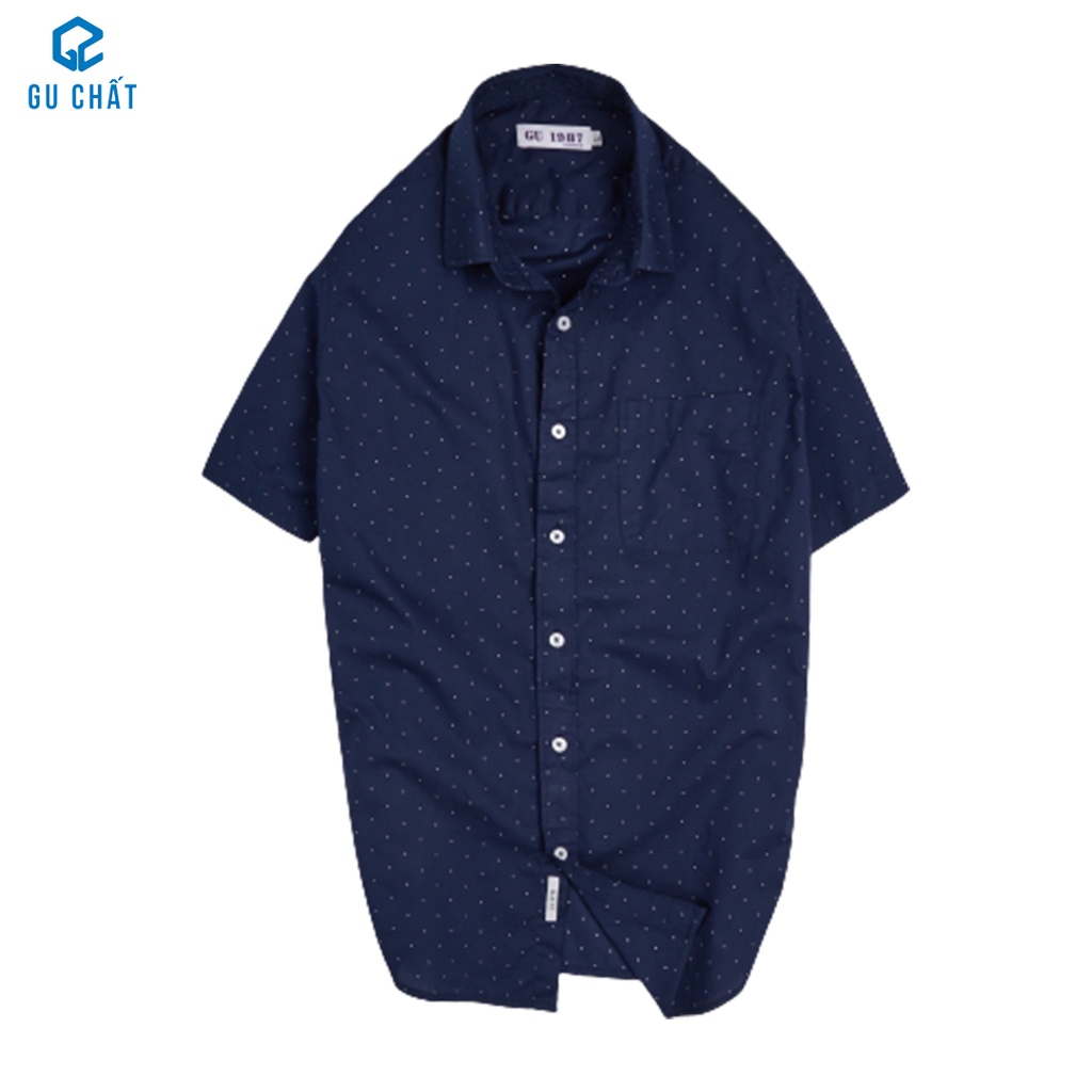 Áo Sơ Mi Nam Ngắn Tay Họa Tiết Chấm Bi Thời Trang GU CHẤT, Chất Vải Cotton Xịn, GUSM10