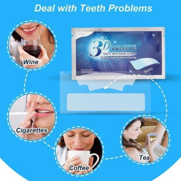 Full hộp 7 cặp - 14 miếng dán trắng răng 3D White Teeth Whitening Strips