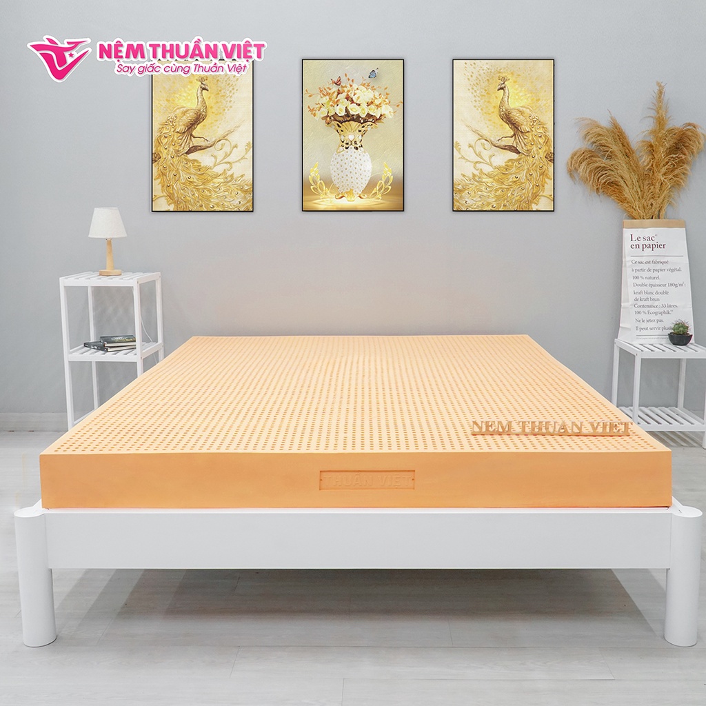 (160x200x10cm) Nệm cao su 100% thiên nhiên Thuần Việt LATEX - BH 15 Năm