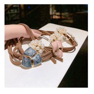 CT106 Cột tóc dây nâu hạt trắng xinh