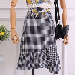 Chân váy lệch tà phối nút ulzzang xinh xắn