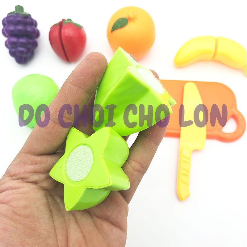 Bộ đồ chơi túi trái cây cắt bằng nhựa có thể cắt đôi cho bé - Mô hình các loại trái cây